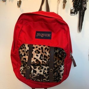 Jansport Cheetah print red backpack
